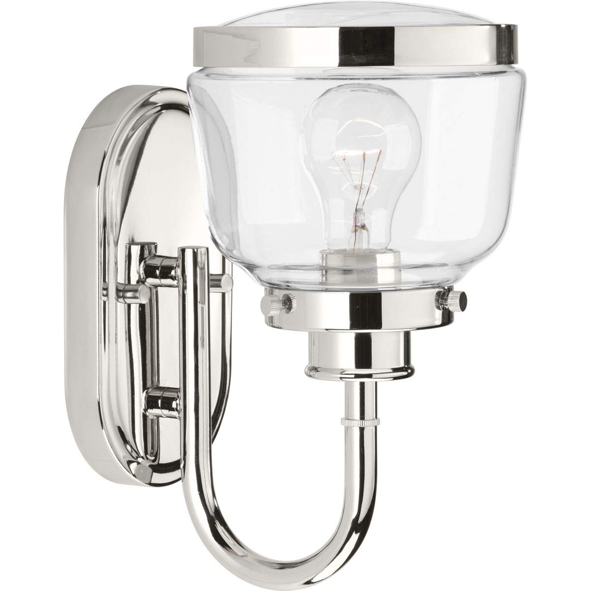 Progress Lighting P300080-104 Judson Collection Clear Glass Farmhouse Bath Vanity Light, 1-Light, Polished Nickel