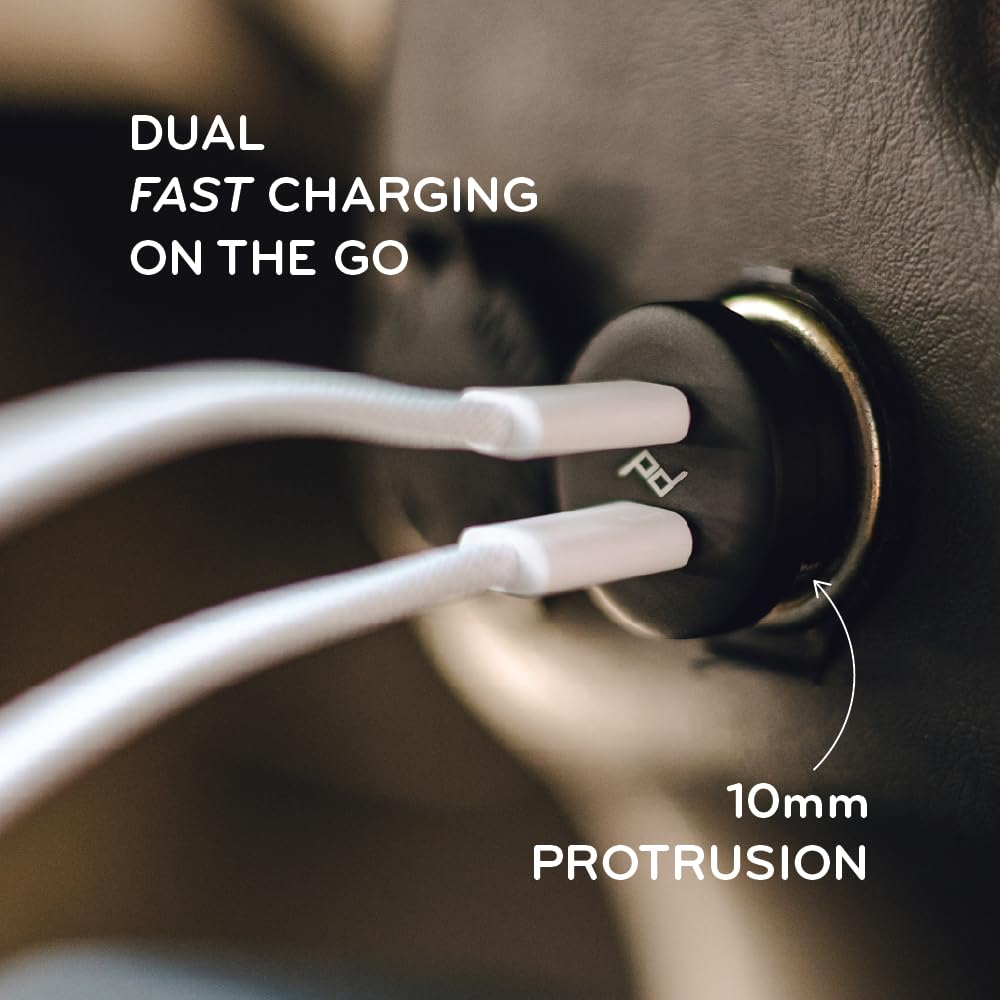 Peak Design Premium Dual USB-C Car Charger - 45W Total Output, Compact Metal Car Adapter, Fast Charging Compatible with iPhone, Android, Tablets