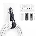 Hanging Cable Organizer System with Self Adhesive Hooks - Silicone Cord Ties for Kitchen Appliances, Power Tools, Computer Cords & Phone Chargers