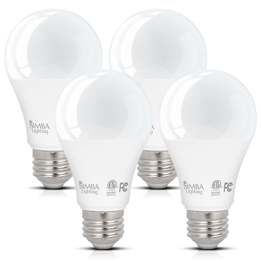 Simba Lighting LED A19 6W 120V ETL Listed Light Bulbs E26, 5000K, 4 Pack