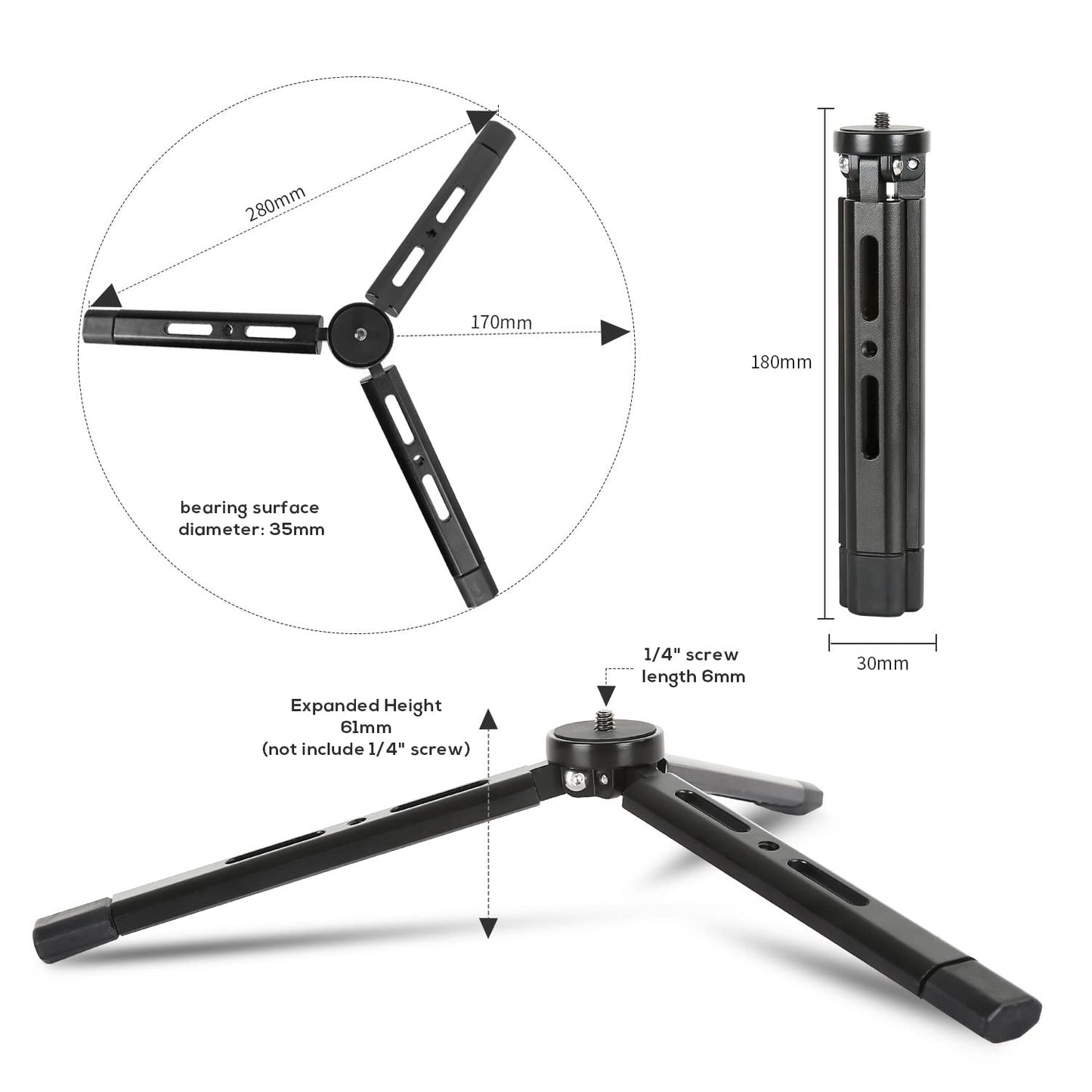 EaxanPic Aluminum Mini Tripod, Desktop Tabletop Stand Tripod for Zhiyun Smooth Q/4, Crane Plus/2,Weebill s, Ronin S/SC/RS2/RSC2, Osmo Mobile,Gimbal
