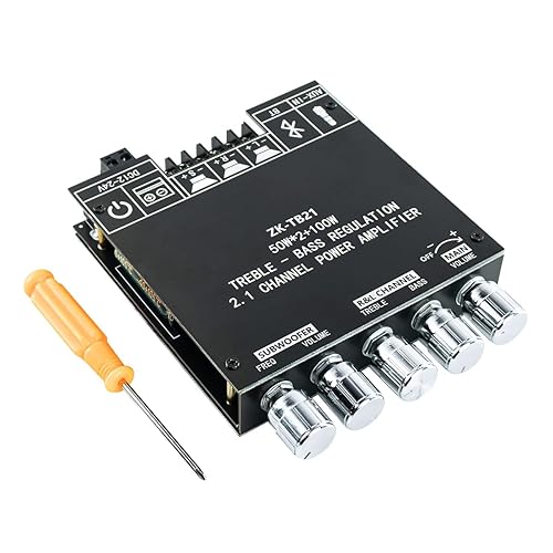 ZK-TB21 Bluetooth 5.0 50W+50W+100W 2.1 Channel Subwoofer Amplifier Board TPA3116D2 HiFi Treble and Bass Control Stereo Digital Audio Amp Board