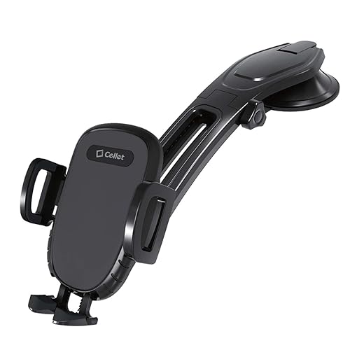 Car Dashboard Phone Holder, Cell Phone Mount with Strong Suction Cup Universal Cradle Compatible with Apple iPhones, Samsung Galaxy Google Pixel
