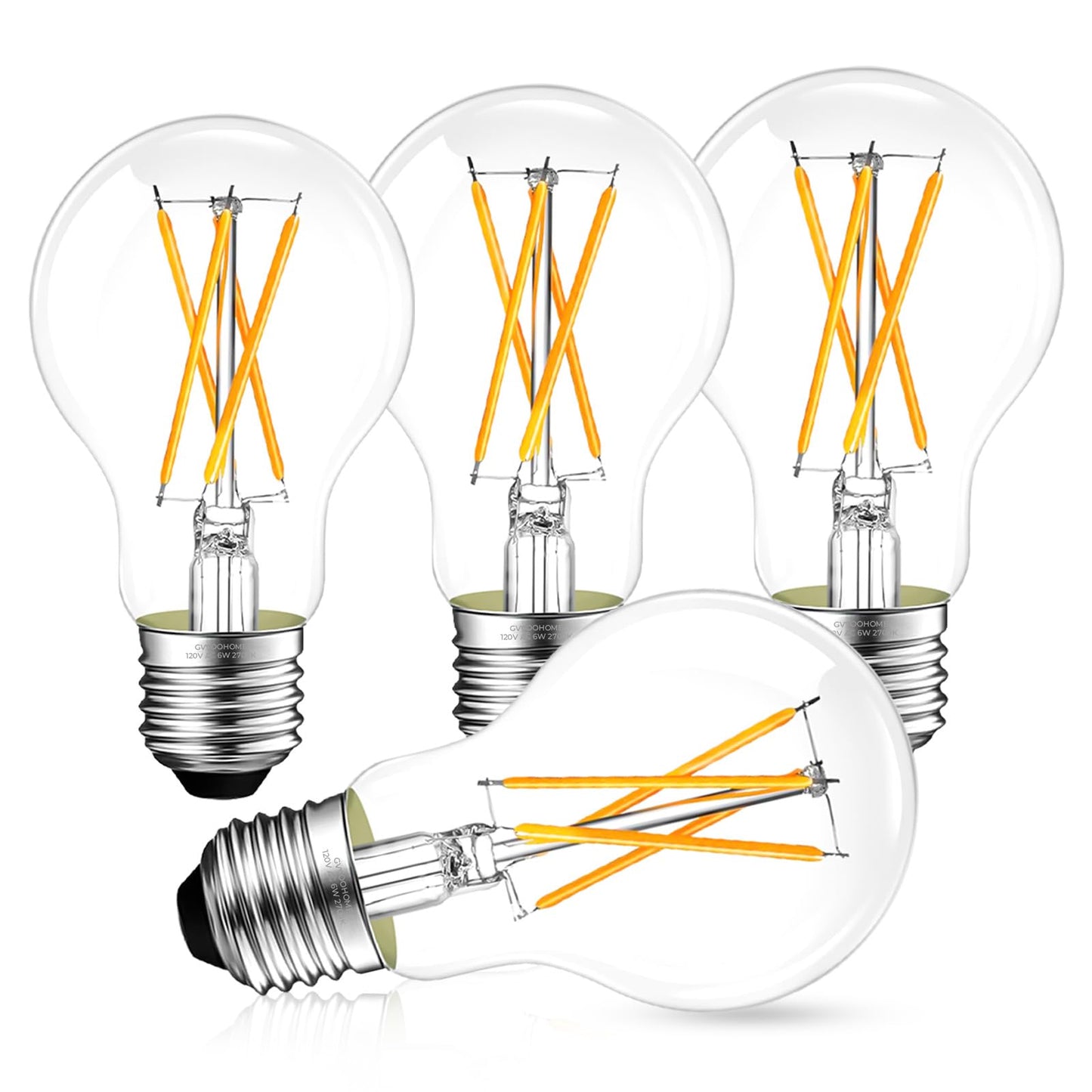 Stepless Dimmable A19 E26 LED Edison Bulbs, 60 Watt Equivalent 2700K