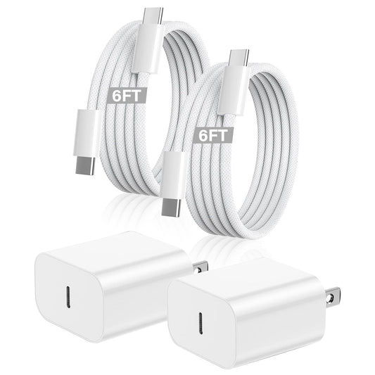 iPhone 17 16 Charger,2Pack USB C Fast Charger Apple Charge Type C Fast Charging Block&6FT USB C to C Woven Cable Cord for iPhone 17 Pro Max/17