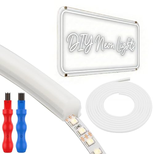 Floatlive 16.4ft Silicone LED Strip Channel Diffuser, Flexible Waterproof Neon Rope Strip Light Tube for 8mm LED Strip Lights, for Neon Rope DIY Wall