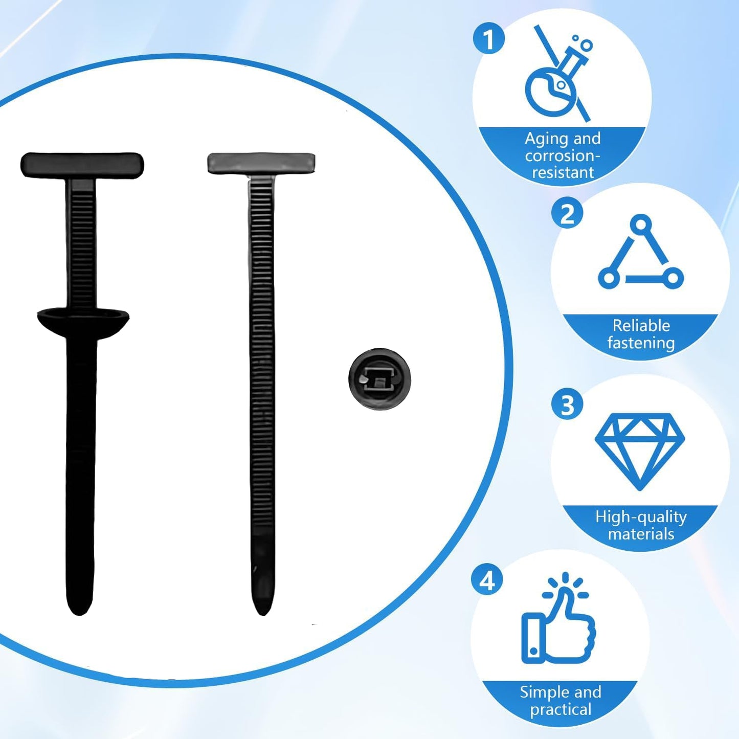 50pcs Nylon Universal Cable Tie Buckles, New Multifunctional Nylon Zip Ties With Pin & Button Design Plastic Cable Ties Tool Fasteners Car Body UV