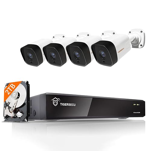 TIGERSECU 5MP 8CH Security Camera System with Motion Detection, Surveillance DVR and Wired Outdoor 4 x 5MP (2560 x 1920) Long Range Home CCTV Cameras