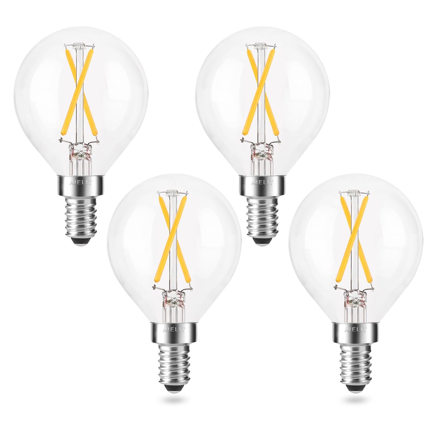 Dimmable 2 Watt Candelabra LED Light Bulb(25W Equivalent), AIELIT E12 Globe LED Bulb, Small Chandelier Base, Antique G15 Filament Edison Bulb