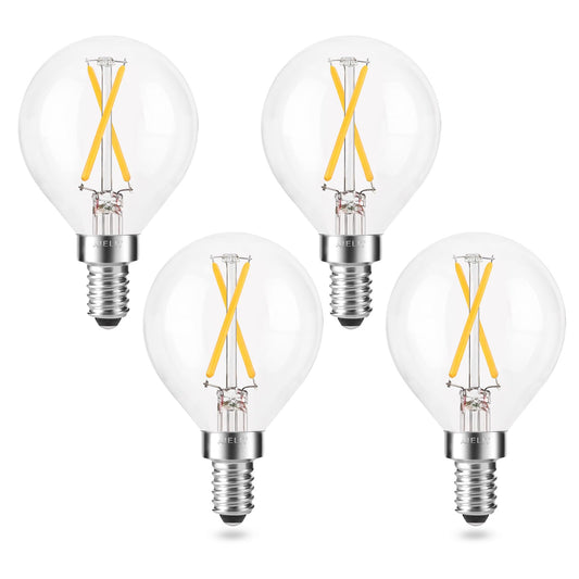 Dimmable 2 Watt Candelabra LED Light Bulb(25W Equivalent), AIELIT E12 Globe LED Bulb, Small Chandelier Base, Antique G15 Filament Edison Bulb
