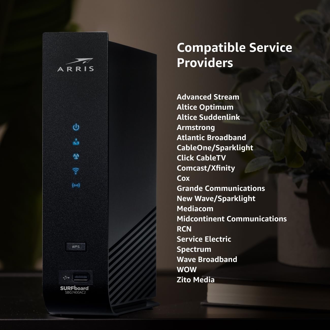 ARRIS (SBG7400AC2) - Modem Router Combo - Fast DOCSIS 3.0 & AC2350 WiFi, [Check with your provider for compatibility], Four 1 Gbps Ports, Up to 960