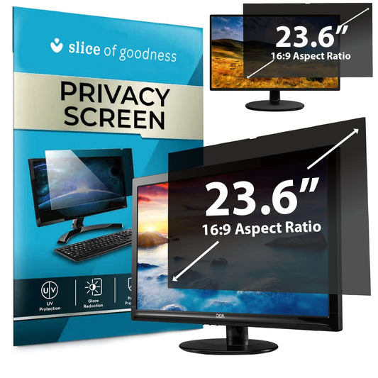 Slice of Goodness Computer Privacy Screen Filter for Widescreen Monitor - Anti-Glare, Blue Light Reduction, and Privacy Shield Protector - 23 Inch