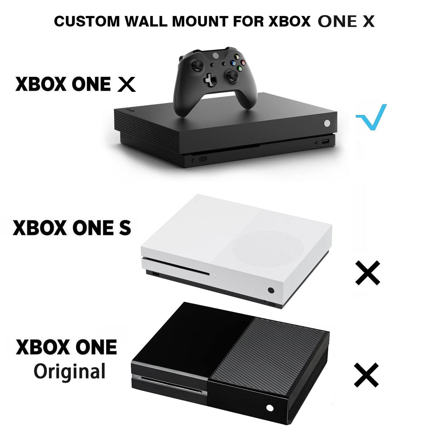 Monzlteck Wall Mount for Xbox One X (Not Fit for One Original)?All Metal Vertical Hanging On Wall with Power Botton Left/Right,Wall Shelf Bracket