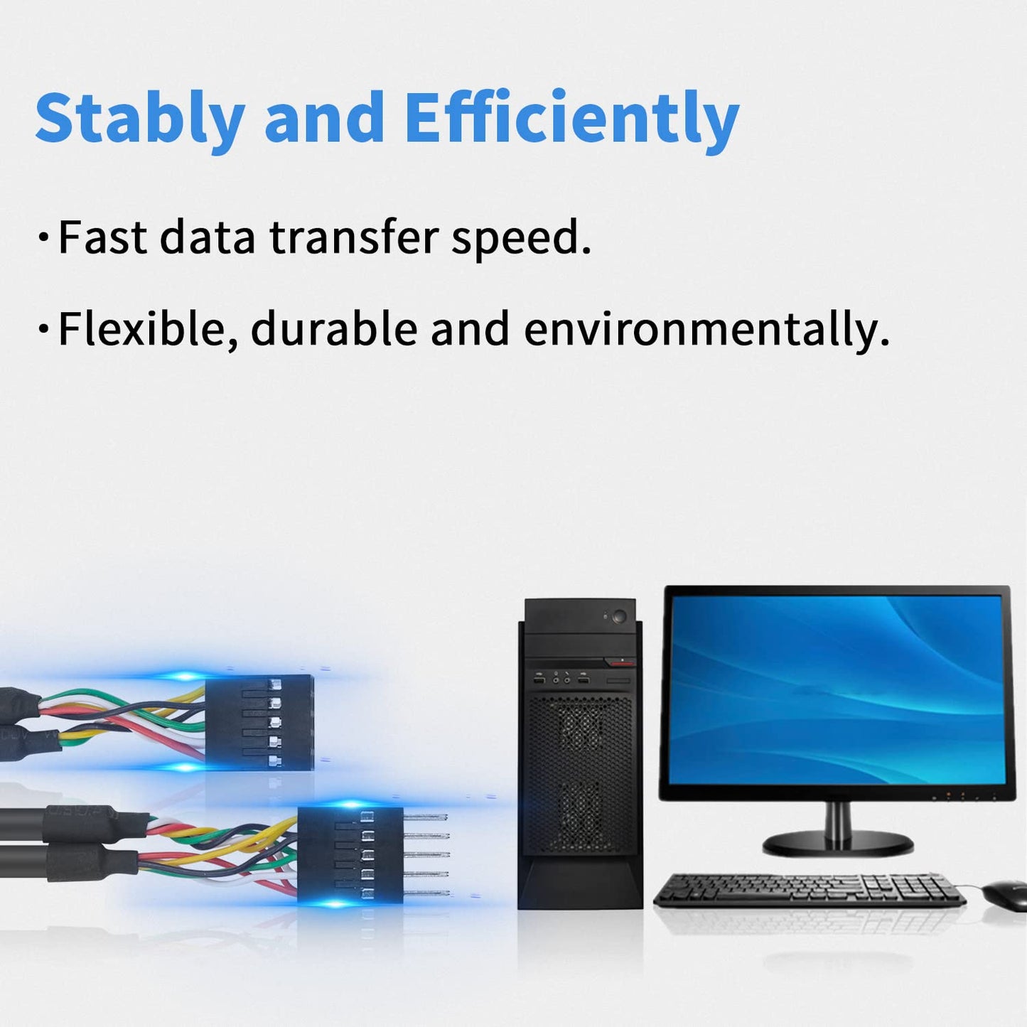 Duttek USB Header Extension Cable, USB Motherboard Cable, USB Header 10 Pin Male to Female Header Extender Extension Dupont Jumper Wires Cable