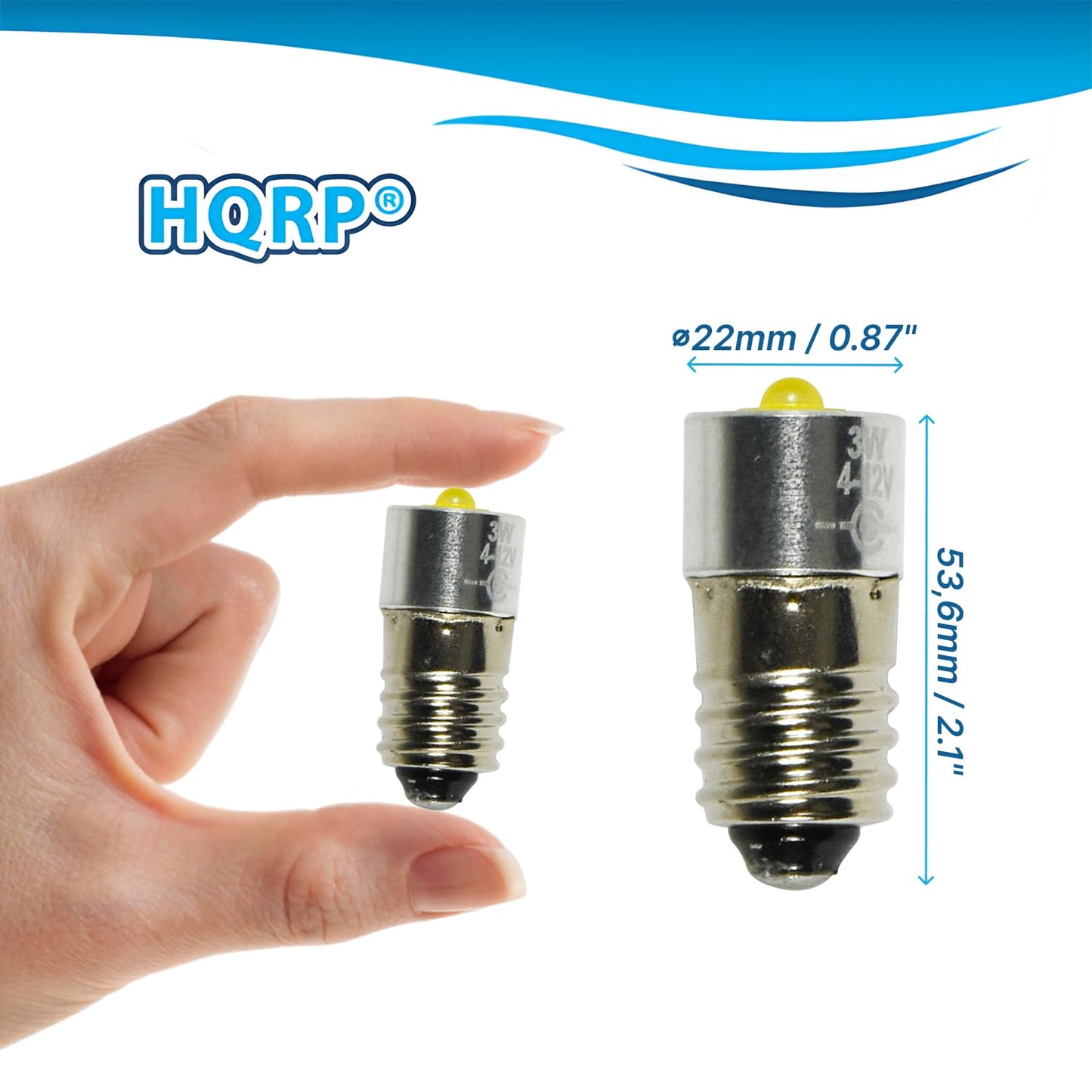 HQRP 4-12V E10 Upgrade LED Flashlight Bulb, 5W 4.5V 6V 9V 12V LED Compatible with Petzl Zoom ADP Chrono Duo Micro Mega Megabelt Mega Belt Clip Saxo