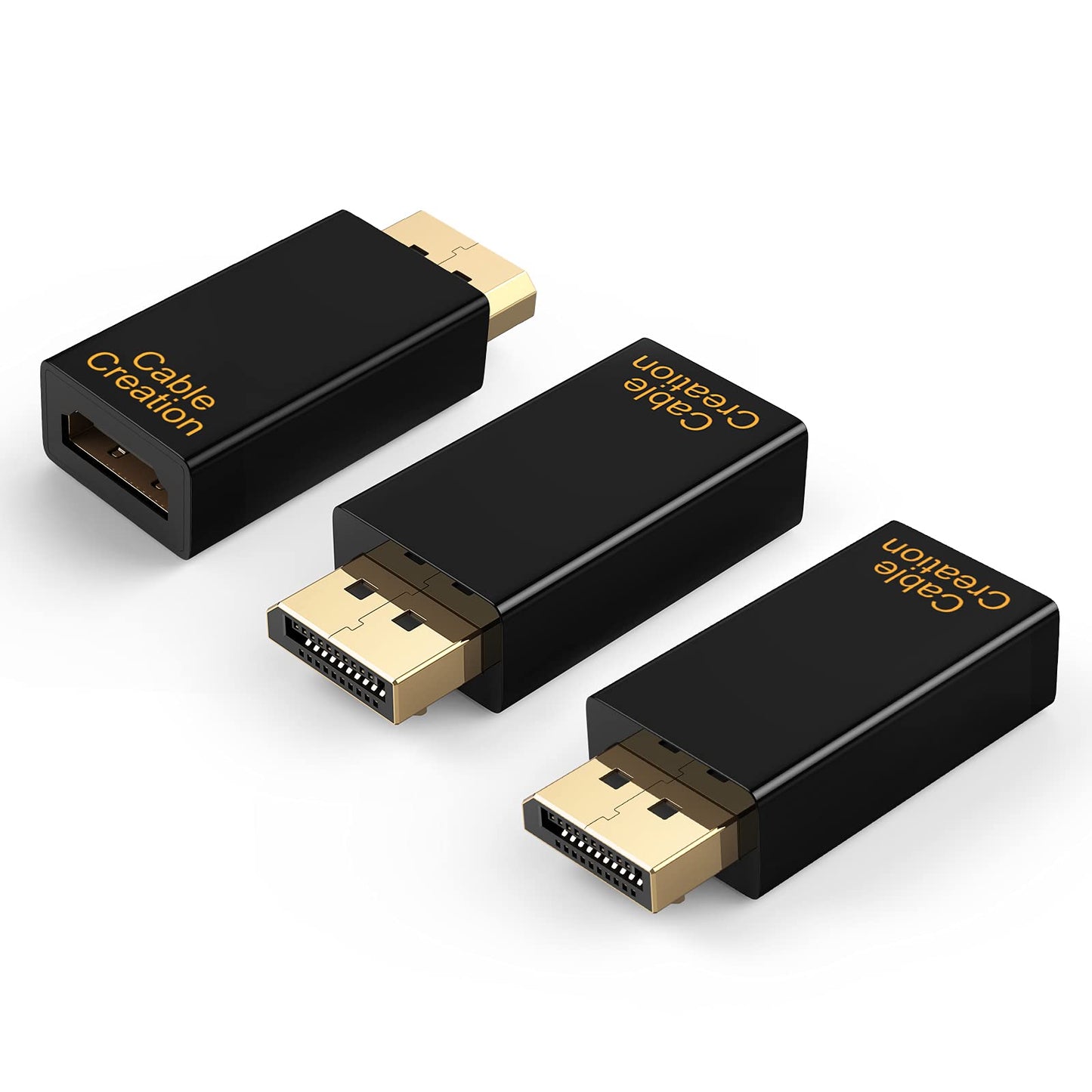 CableCreation DP to HDMI Adapter [3-Pack], 4K 3D Gold Plated Displayport to HDMI Converter Male to Female Black