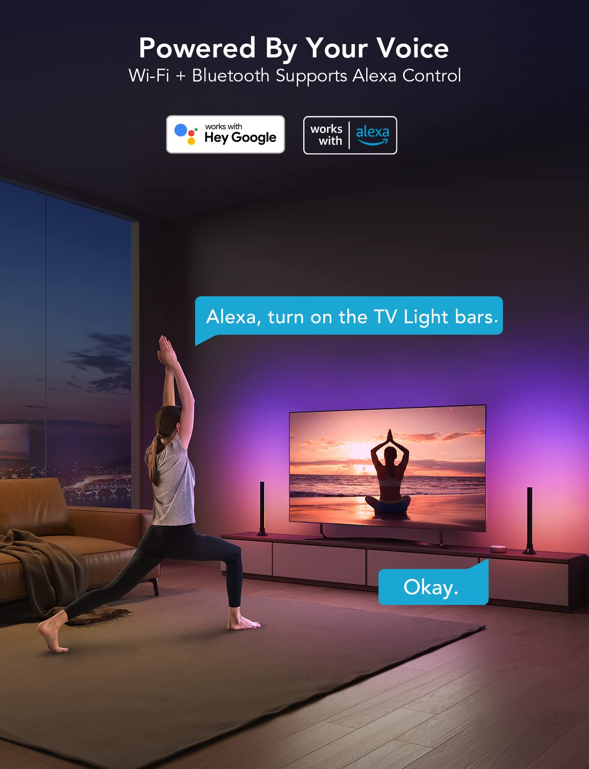 Govee RGBIC Light Bars, 15 Inches WiFi TV Backlight Suitable for 45-70 inch TVs, Smart Light Bars with Multiple Placement Options, Work with Alexa