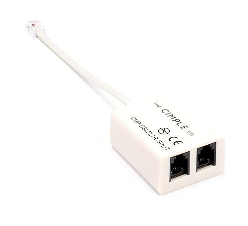 THE CIMPLE CO Modem Phone Filter, 1 Pack, DSL Splitter, 2 Wire, 1 Line, Removes Noise from Phone Lines, for Fax, Landline, Satellite, and Printer