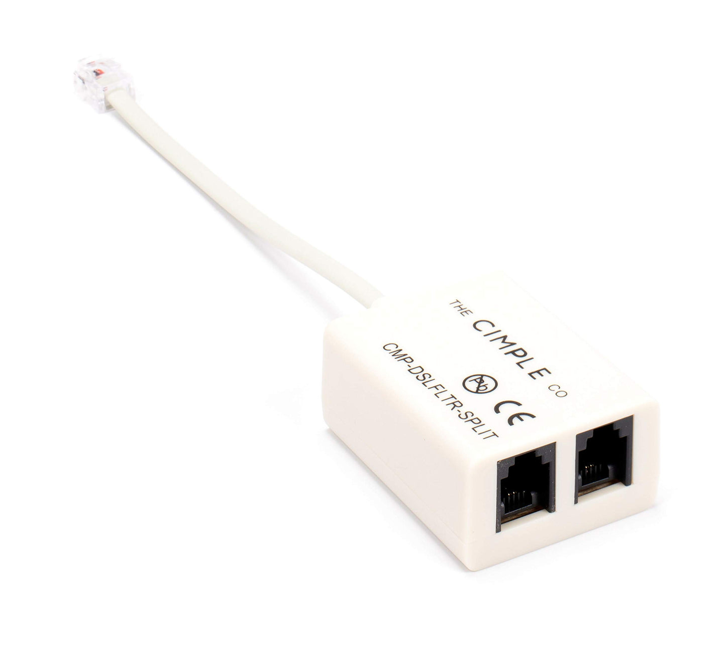 THE CIMPLE CO Modem Phone Filter, 1 Pack, DSL Splitter, 2 Wire, 1 Line, Removes Noise from Phone Lines, for Fax, Landline, Satellite, and Printer
