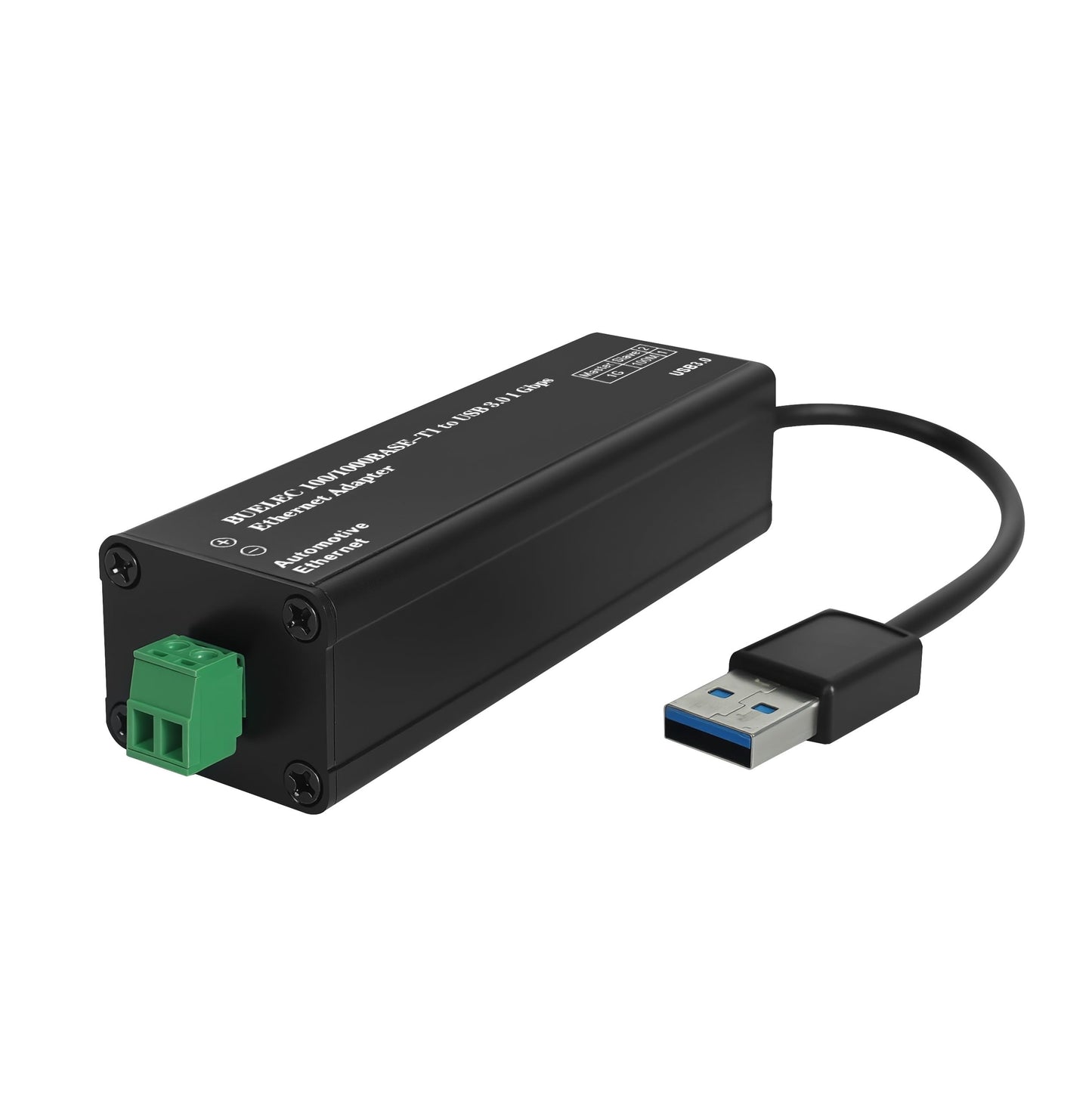 BUELEC USB 3.0 to Automotive Single-Pair Ethernet Adapter, 100/1000BASE-T1, Bus Powered, with MATEnet & HMTD Adapters, Plug and Play