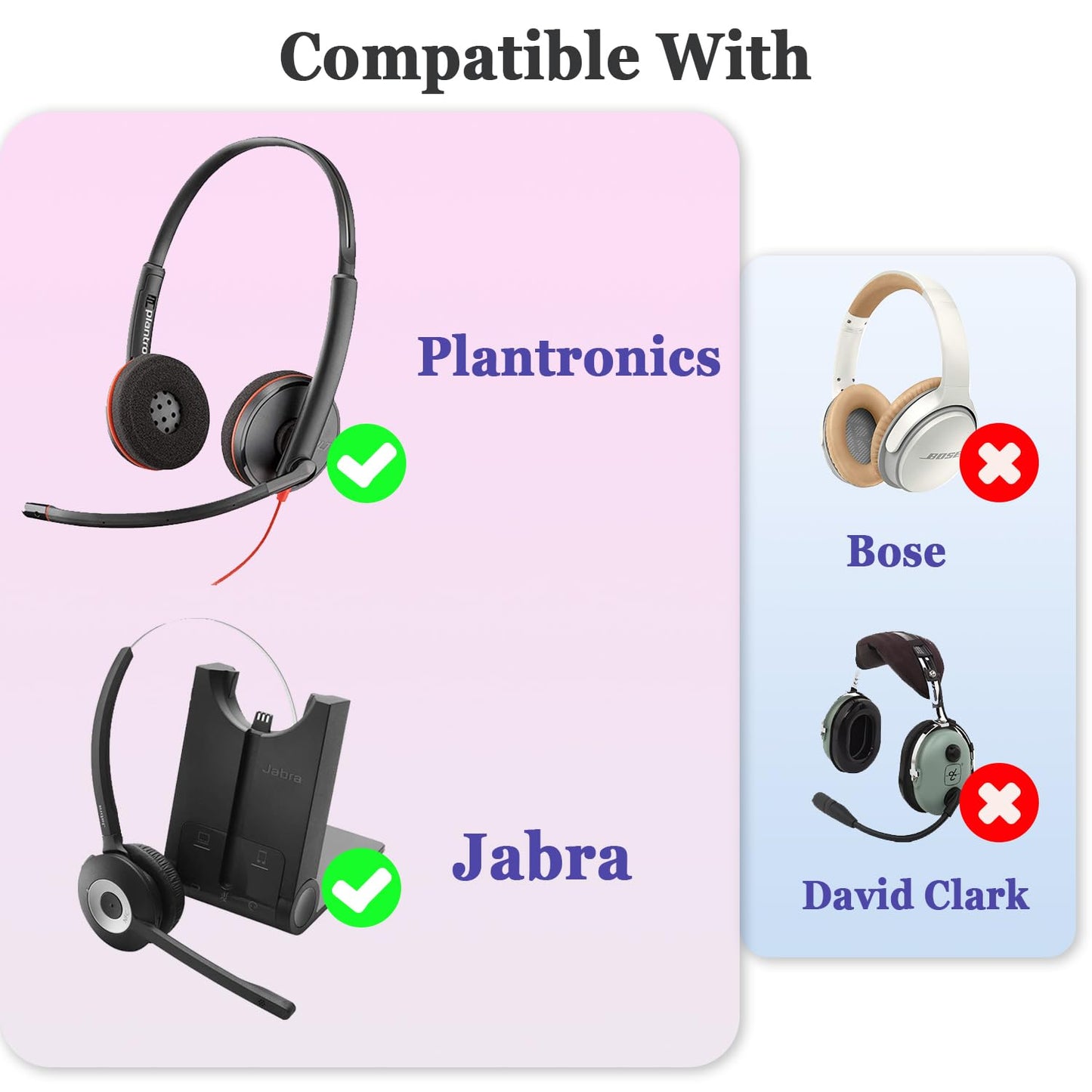 Ear Cushions for Plantronics Headset Replacement Earpads Foam Ear Pad Covers for Plantronics Blackwire C320 3320 3210 3220 HW251N HW261N HW510 HW520