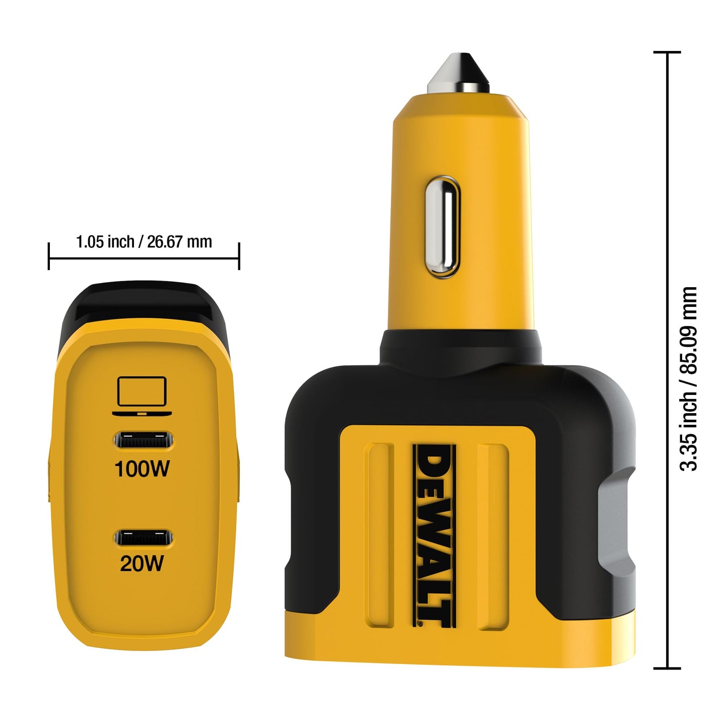 DEWALT Heavy Duty USB C Car Charger, 120W 2-Port PD 3.0 Type C Adapter, PPS Fast Charging w/Power Delivery for iPhone 17 16 15 14 13 Pro Max Mini