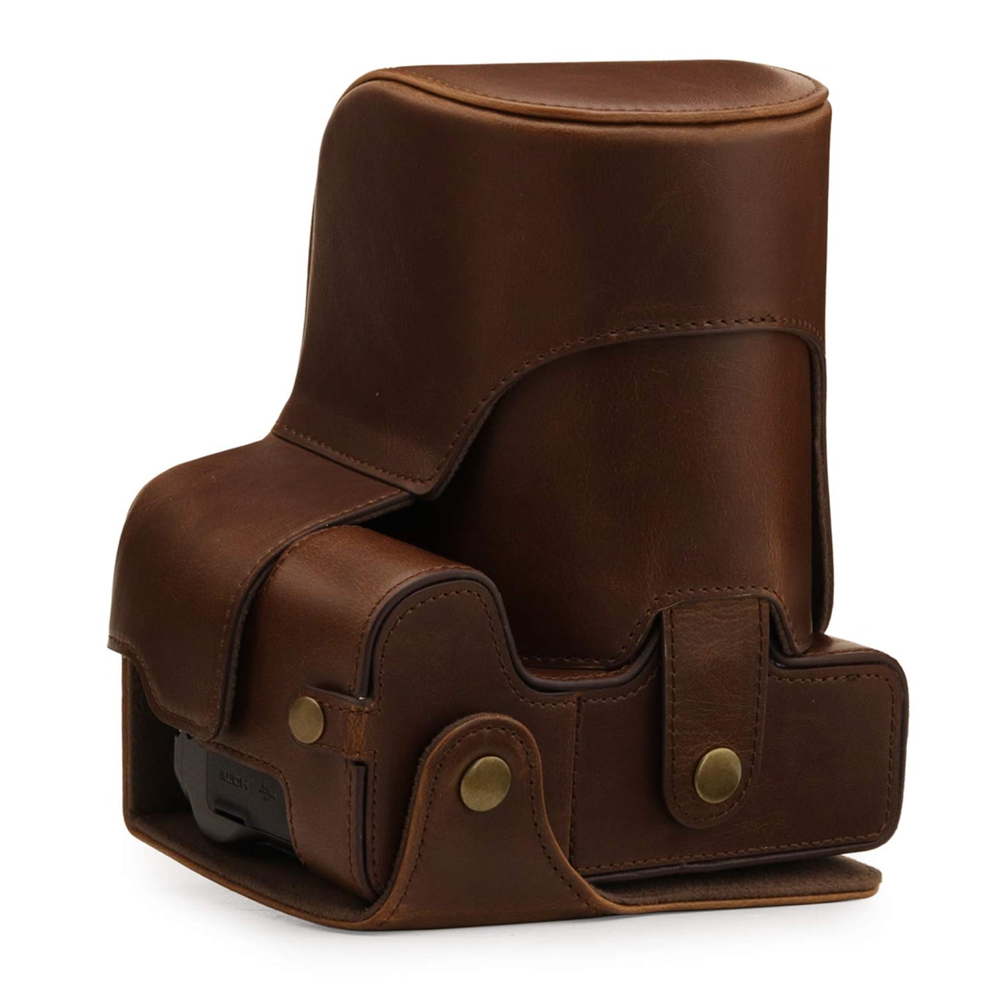 MegaGear Faux Leather Case Compatible with Nikon Coolpix P950 - Dark Brown (MG1879)