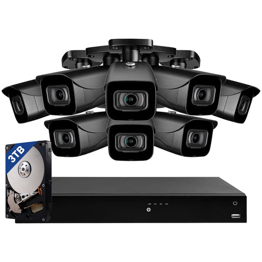 Lorex Fusion 4K Security Camera System w/ 3TB NVR - 16 Channel PoE Wired Home Security System w/ 8 Metal Bullet Cameras - Smart Devices, Color Night