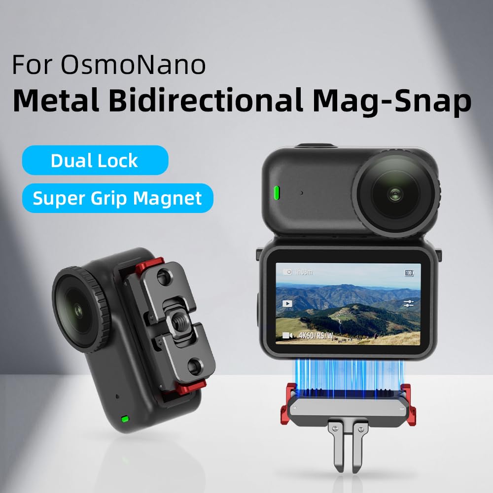 Action 6 Adapter Mount, Aluminum Alloy Quick Release Magnetic for DJI Osmo Nano, Foldable Magnetic Expansion Latch Mount for Go Pro & 1/4" Screw