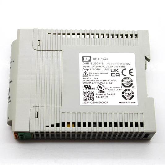 XP POWER DNR18US24-S Power Supply; AC-DC; 24V 0.75A, 90-264VAC in; Adj Vout, Enclosed; 18W; DIN Rail;