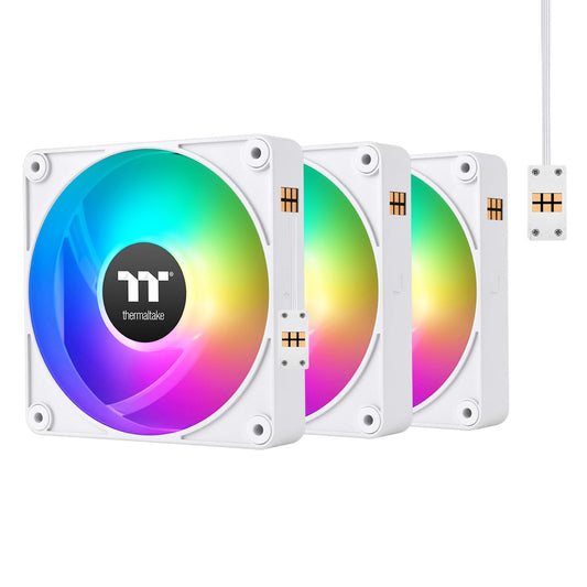 Thermaltake CT120 EX ARGB Reverse PC Cooling Fan White (3-Fan Pack), Magnetic Connection, 5V Motherboard Sync, 16.8 Million Colors 9 Addressable LEDs