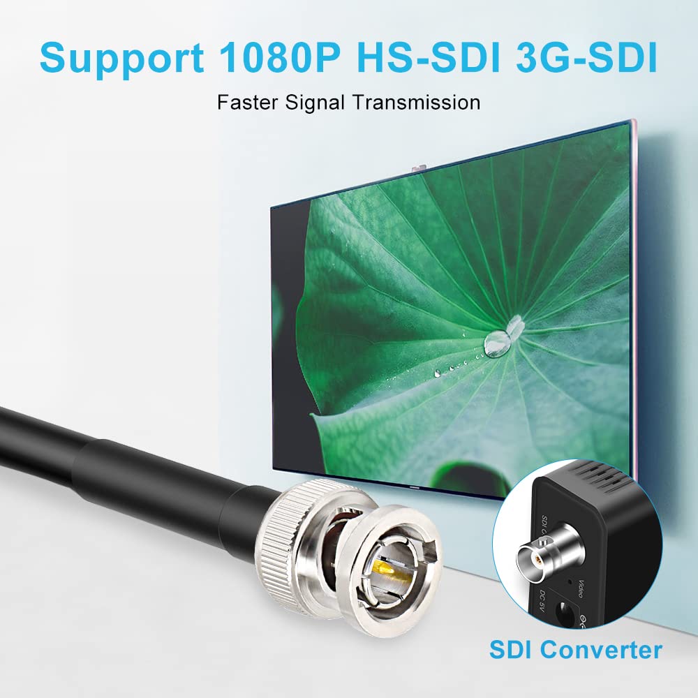 XRDS HD-SDI Cable 100FT & 75 Ohm BNC Male to BNC Male Video Coaxial Cable for CCTV System