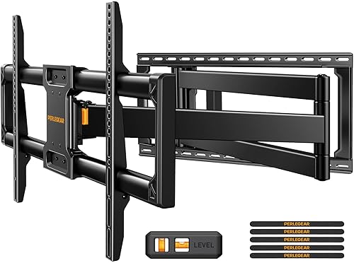 Perlegear Long Arm Full Motion TV Wall Mount for 42-97 Inch TVs up to 150 lbs, Pre-Assembled TV Mount with Full Swivel, Tilt and Extension, Fits