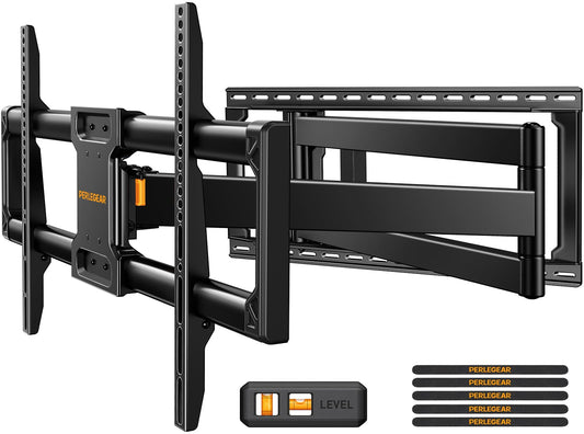 Perlegear Long Arm Full Motion TV Wall Mount for 42-97 Inch TVs up to 150 lbs, Pre-Assembled TV Mount with Full Swivel, Tilt and Extension, Fits