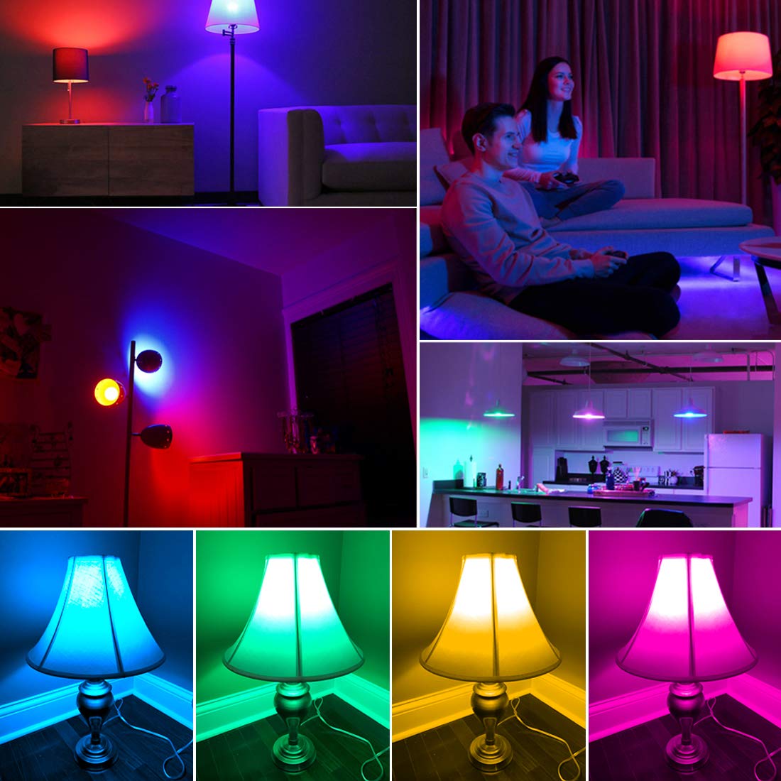 Color Changing Light Bulb, RGB LED Light Bulbs with Remote Control, Dimmable 5W, 500LM, E26 Screw Base Bulbs, Decorative Flood Lights, Mood Light