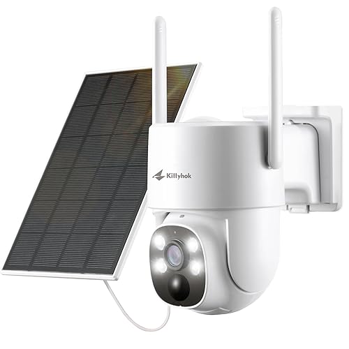 Kittyhok PT Solar Camera Security Outdoor | 2K FHD Security Camera Wireless Outdoor, Solar Battery Powered, Color Night Vision, Smart Detection, IP66