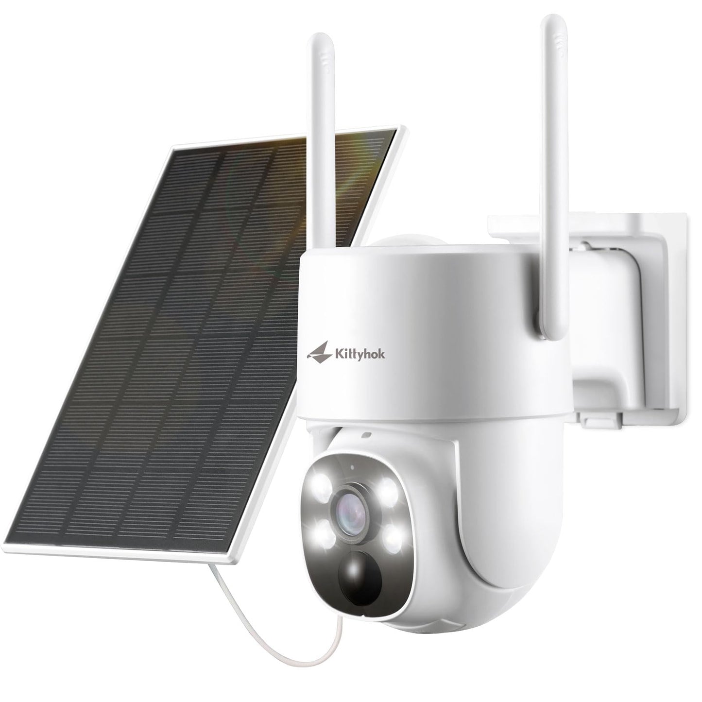 Kittyhok PT Solar Camera Security Outdoor | 2K FHD Security Camera Wireless Outdoor, Solar Battery Powered, Color Night Vision, Smart Detection, IP66