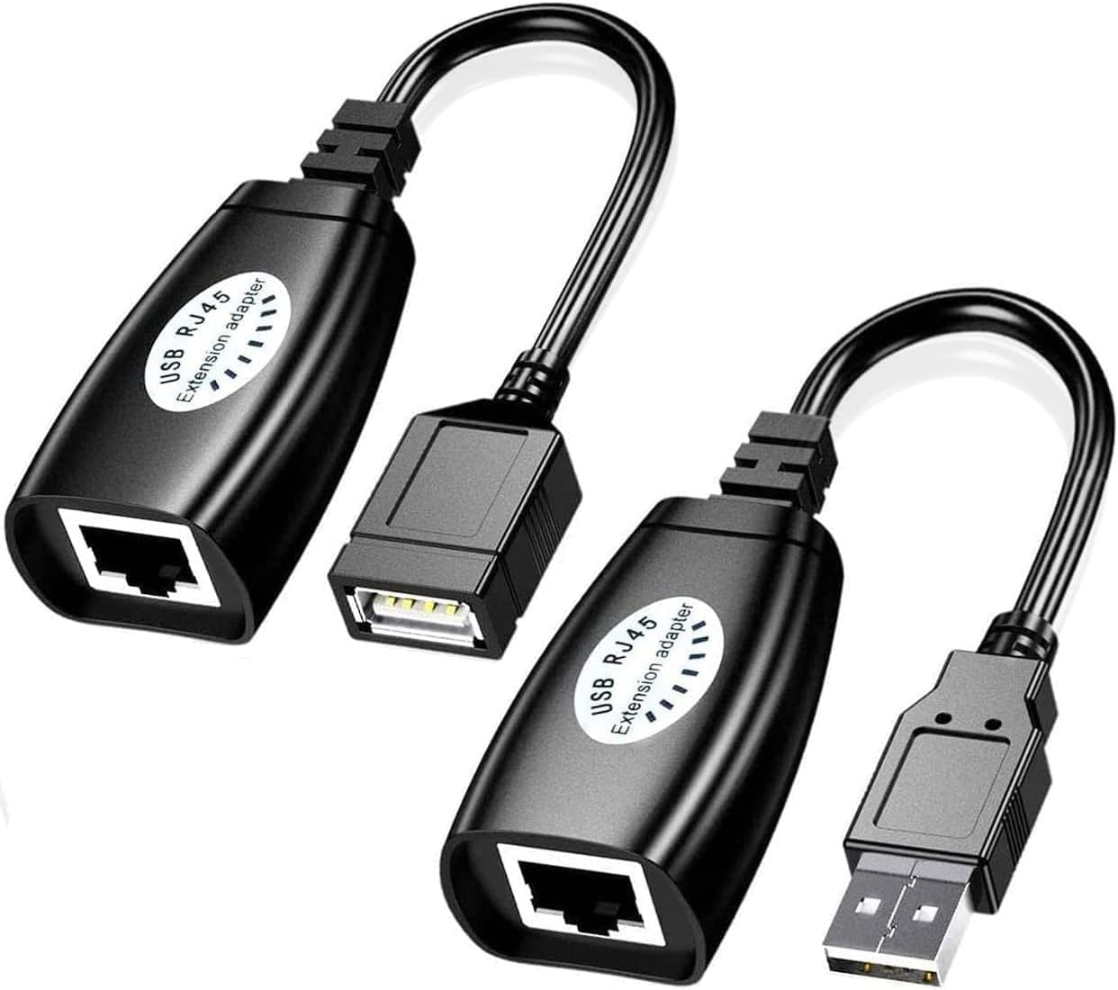 USB Extender Over RJ45 Cat 6/5/5e Adapter, RJ45 Ethernet Splitter to USB Extension UP to 50m/164ft, Compatible with Computers, Mobile Phones, Mice