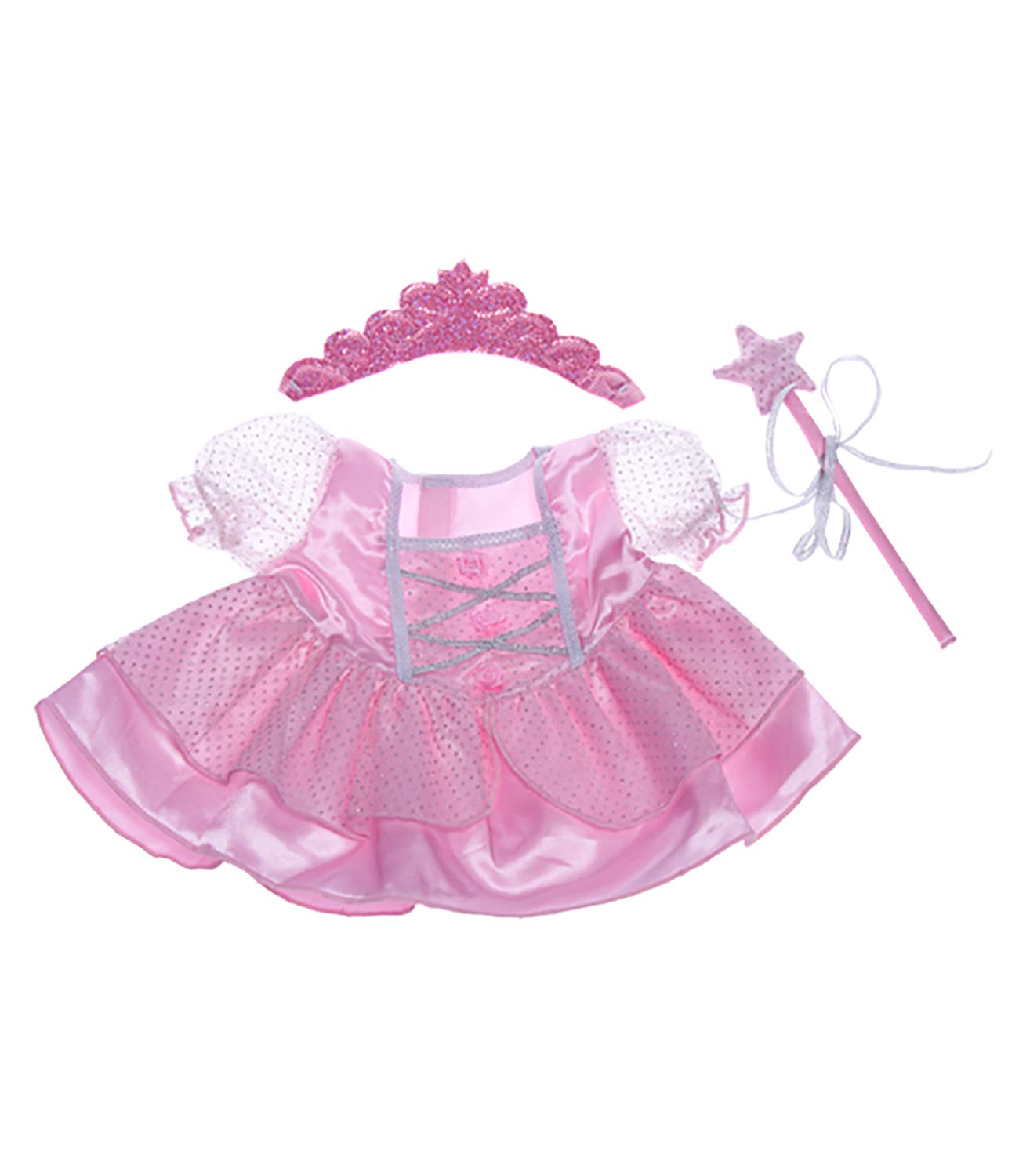 Pink Fairy Princess w/Wand & Tiara Dress Teddy Bear Clothes Fits Most 14"-18" Build-a-Bear, and Make Your Own Stuffed Animals