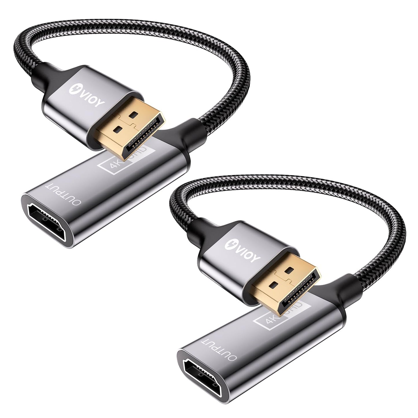 VIOY Displayport to HDMI Adapter 2 Pack, 4K@30HZ Uni-Directional DP (Source) Male to HDMI (Display) Female, 1080P@120HZ Display Port Adapter