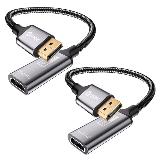 VIOY Displayport to HDMI Adapter 2 Pack, 4K@30HZ Uni-Directional DP (Source) Male to HDMI (Display) Female, 1080P@120HZ Display Port Adapter