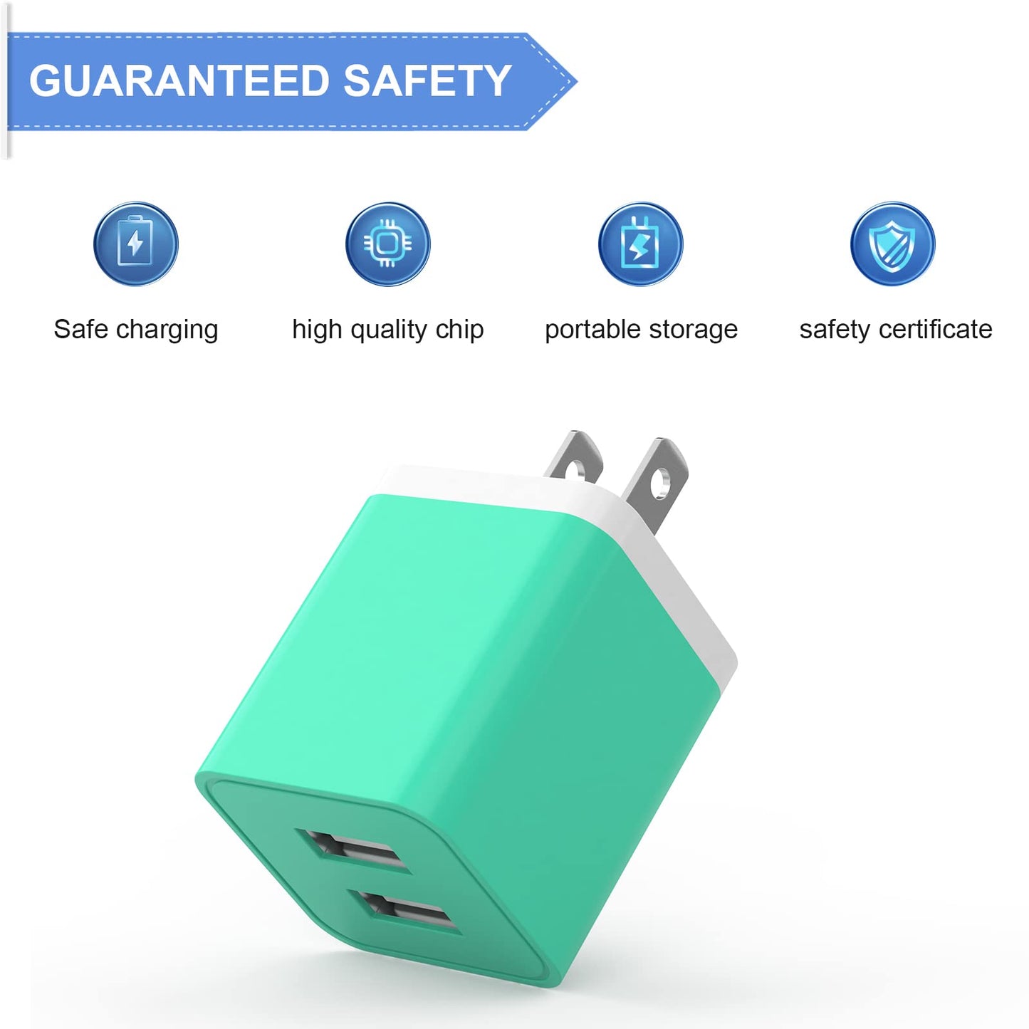 6Pack USB Wall Charger, iGENJUN 2.4A Dual USB Port Cube Power Plug Adapter Fast Phone Charger Block Charging Box Brick for iPhone 17/17 Pro/17 Pro