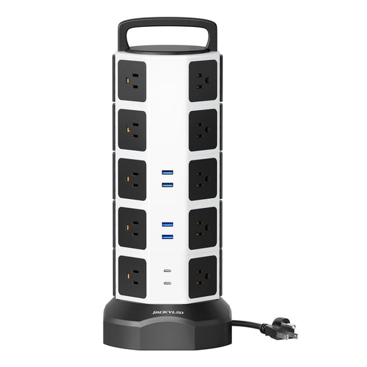 Power Strip Tower Surge Protector, 20 Outlets 6 USB (2 USB C) Charging Station, Extension Cord with Multiple Outlets, 1050J 1625W/13A Outlet Extender