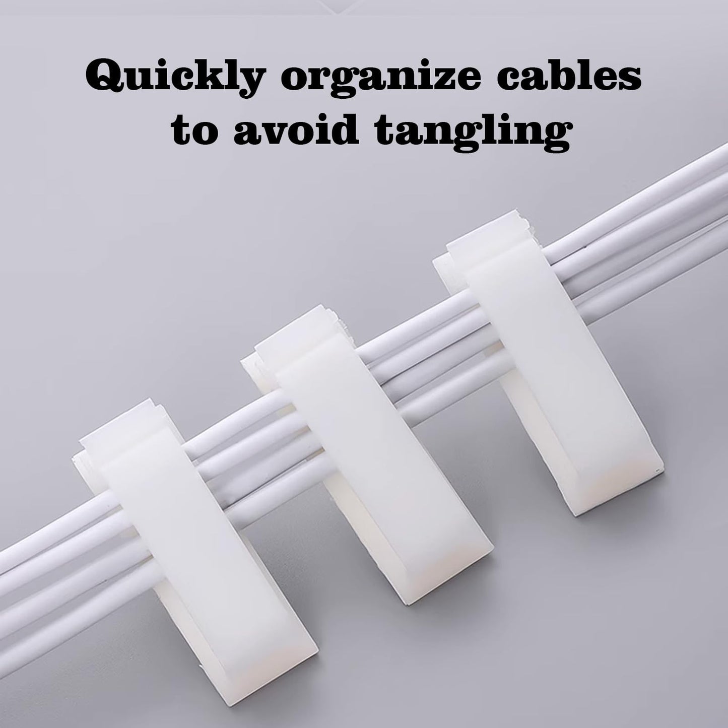 Adhesive Cable Clips Holder, Outdoor Light Clips, White Cord Wire Clips, Sturdy Nylon Cord Wall Finisher Wire Clamp for Home, Car, Office Desk Wire