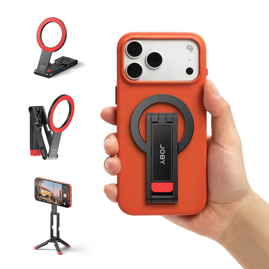 JOBY AC02 Magnetic Phone Tripod Stand, Aluminium Mini Pocket Tripod, N52 Strong Magnet, Quick Mount, Black, for iPhone 17 16 15 14 13 12 Series
