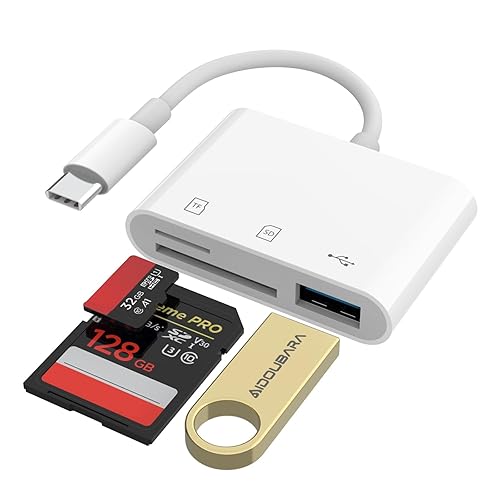 USB C SD Card Reader for iPhone 17/16/15, AIDOUBARA Memory Card Reader with SD Micro SD and USB Port, Digital Camera Adapter Compatible with iPad