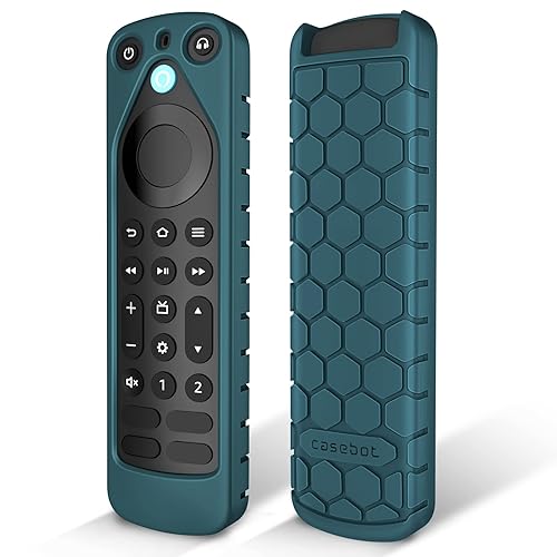 CaseBot Case for Alexa Voice Remote Pro (2022 Release) - Honey Comb Lightweight Anti-Slip Shockproof Silicone Protective Remote Controller Cover, Dark