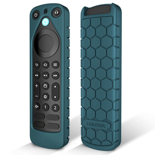 CaseBot Case for Alexa Voice Remote Pro (2022 Release) - Honey Comb Lightweight Anti-Slip Shockproof Silicone Protective Remote Controller Cover, Dark