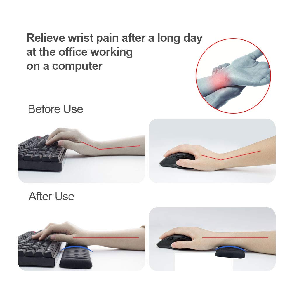 Keyboard and Mouse Wrist Rest Set Gaming Memory Foam Ergonomic Hand Palm Rest Support for Computer, PC, Laptop, Mac Typing and Wrist Pain Relief