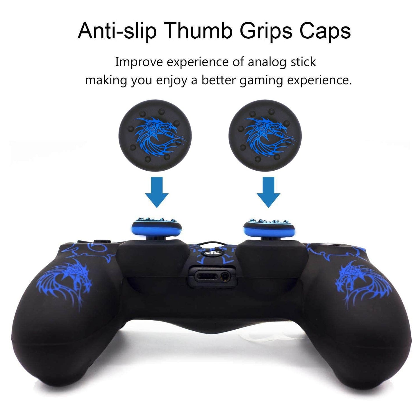 Skin for PS4 Controller, BRHE Anti-Slip Grip Silicone Cover Protector Case Compatible with PS4 Slim/Pro Wireless/Wired Gamepad Controller with 2